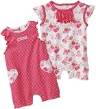 Cutie Pie Baby-girls Infant 2 Pack Flower Romper with Hanger, Pink, 6-9 Months