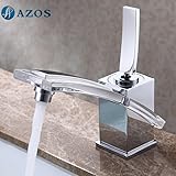 AZOS 洗面器の蛇口 黄銅製 銀色 単穴 台付 冷熱混合水栓 MPDKZ040