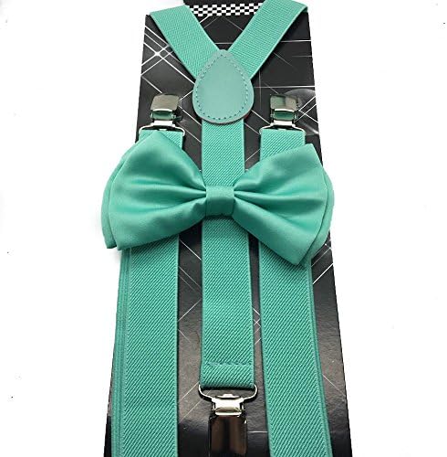 Brand New Mint Green Suspenders Bow Tie Combo Wedding Tuxedo Suit Accessories