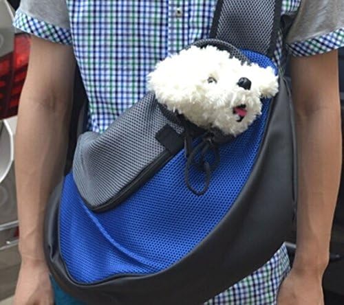Petown Portable Soft Pet Carrier Shoulder Bag for Dogs and Cats (Blue Small Size)