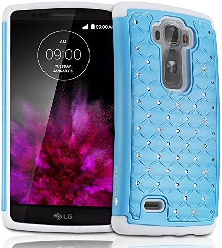 LG G Flex 2 Case - HYBO-SD Diamond Star Design Hybrid Case for LG G Flex 2 (Sky Blue / White)