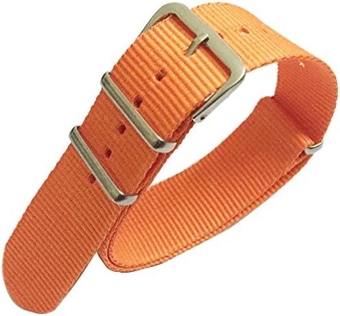 20mm Orange Nylon Watch Strap Polished Steel Buckle Replacement Fabric Band