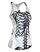 Pink Wind Girls White Skelecton Printing Sleeveless Punk T Shirt Vest Tops
