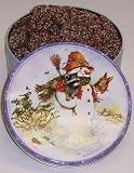Scott's Cakes Mini Chocolate Covered Pretzels with Christmas Color Non-Pareils in a Classic Snowman Tin