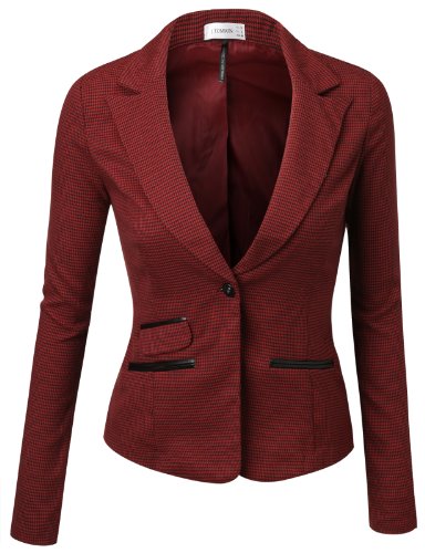 J.TOMSON Womens Fitted Boyfriend Blazer With Trim Detail