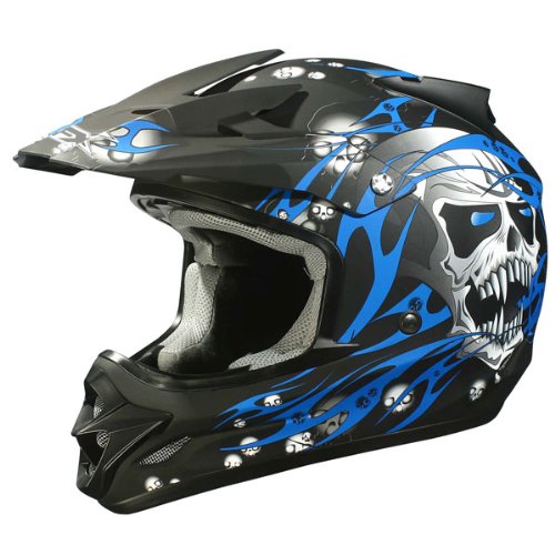 AFX FX-18 Skulls Motocross Helmet Blue XXL 0110-1558 