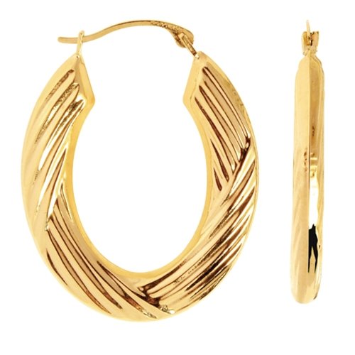 14K Yellow Gold Horseshoe Hoop Earrings (30 x 25 mm)
