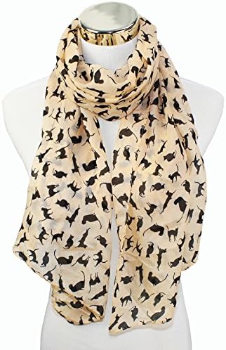 PANZ Cat Kitten Prints Long Scarf USA Seller (Tan)