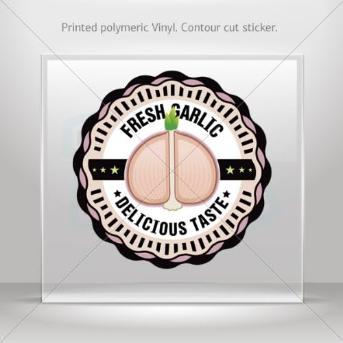 Decals Stickers Fresh Garlic Delicatessen Store Sign Vehicle Garage door 6 X 6 Inches Vinyl color print 0600 W7395