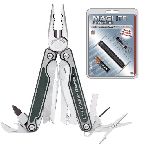 SET: Leatherman Charge TTi mit Lederholster und MagLite Solitaire Taschenlampe (schwarz)