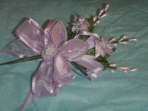 3 Lavender Silk Satin Pearl & Organza Corsages