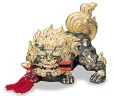 九谷焼 8号破魔矢月見獅子 緑彩