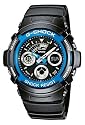 Casio G-Shock AW-591-2AER Analog and Digital Quartz Multifunction Sports Watch with Stopwatch, Timer, Alarm, Blue Bezel, Time Zones and Black Rubber Strap