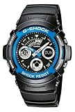 Casio G-Shock AW-591-2AER Analog and Digital Quartz Multifunction Sports Watch with Stopwatch, Timer, Alarm, Blue Bezel, Time Zones and Black Rubber Strap