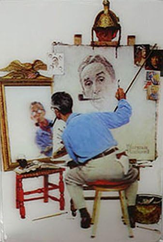 Norman Rockwell - Triple Self Portrait - 3D Lenticular Postcard