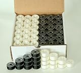 51RrNNNN0xL. SL160  144 Black & White Pre Wound Bobbins for BROTHER Embroidery Machines Compatible with PE 700, PE700II, PE 750D, PE 770, PE 780D, Innovis 1000, Innovis 1200, Innovis 1250D, PC 6500, PC 8200, PC 8500 And New Babylock Ellure, Emore and NEW Esante
