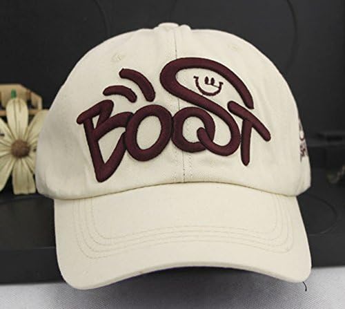 Caflin Mens Fashion Cotton Characters Smiling Face 6 Panel Hat Baseball Cap Cream