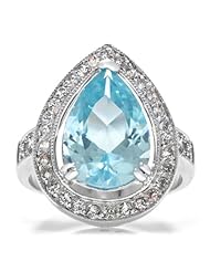 Celebrity Star Emitations Gillians Cubic Zirconia Pear Cut Cocktail Ring - Aqua Size 8