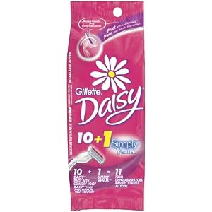 Gillette Daisy Comfort Hold Pivot Disposable Womens Razor 10 Count + 1 Free Simply Venus Pink Womens Razor