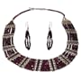 Girls Gift Silver Garnet Necklace Bracelet Earrings Set (gnklcs380)
