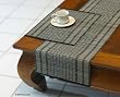 Mendong table runner and placemats, 'Monochrome Grid' (set for 4)