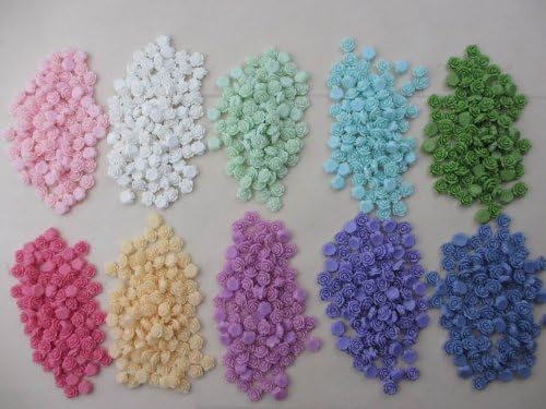 10MM 200Pcs mixed color Rose Flat Base Resin Flower Jewelry Beads DIY Finding Accessory