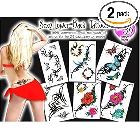 Temporary Tattoos, Sexy Lower Back, 36-Count Packages (Pack of 2)