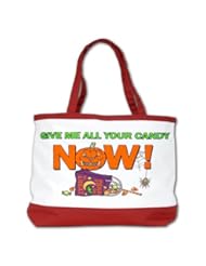 Shoulder Bag Purse (2-Sided) Red Halloween Give Me All Your Candy Now Trick or Treat Jack-O-Lantern Pumpkin