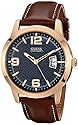 GUESS Men's U0494G2 Contemporary Honey Brown Watch with Blue Dial & Date Function