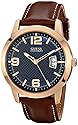 GUESS Men's U0494G2 Contemporary Honey Brown Watch with Blue Dial & Date Function