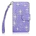 Cellularvilla Wallet Case for ZTE Boost MAX N9520 Shiny Sparking Pu Leather Wallet Card Flip Open Pocket Case Cover Pouch (Purple Glitter)