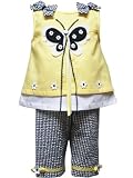 Rare Editions Infant Girls Yellow Butterfly Seersucker Capri Set
