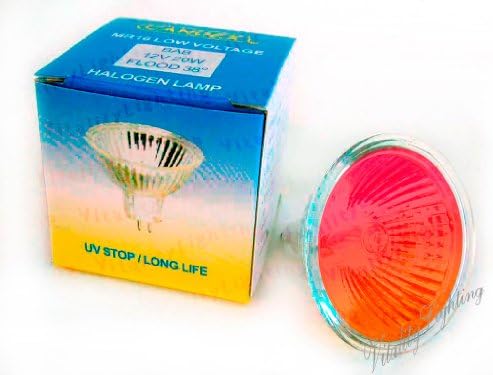 Red MR16 20W 12V BAB Flood Lamp Color Halogen Light Bulb GU5.3 Base (4/pack)