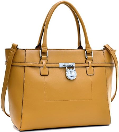 Dasein Loop Handle Faux Leather Laptop, Tablet, iPad Bag Satchel Briefcase Shoulder Handbag Purse (Tan - 211875)