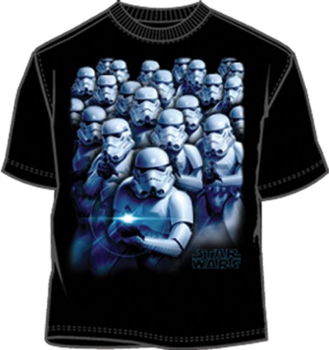 Star Wars Cool Blue Storm Young Mens Black T-shirt (X-large)