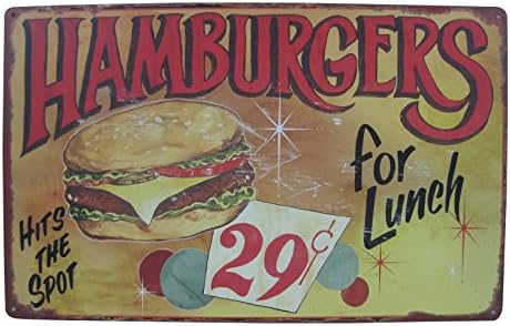 Diner Food Advertising Tin Signs (Hamburgers)