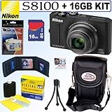 Nikon Coolpix S8100 12.1 MP CMOS Digital Camera (Black) + 16GB Accessory Ki ....