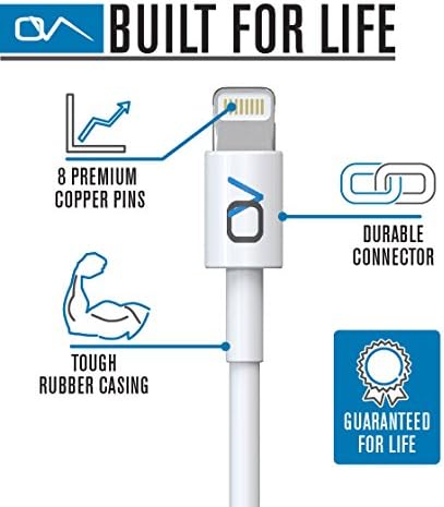 OnyxVolt Lightning Cable 8 Pin Connector to USB Charger for iPhone 5 / 5s / 5c / 6 / 6 Plus, iPod 7, iPad Mini / mini 2/ mini 3, iPad 4 / iPad Air / iPad Air 2 (Compatible with iOS 8) 3.2-Feet, 2 Pack
