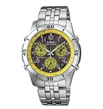 Casio Solar Atomic Waveceptor Chronograph - Black & Yellow - Stainless Bracelet B000G7SUYU