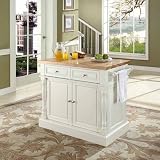 Crosley Furniture Butcher Block Top Kitchen Island in White