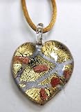 MURANO GLASS HEART Orchidea PENDANTS - GOLD PATTERN