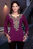 Purple Soft crepe Tunic Kurti with bead work