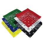 6 Color Pack Double Sided Print Paisley Bandana Scarf, Head Wrap 007