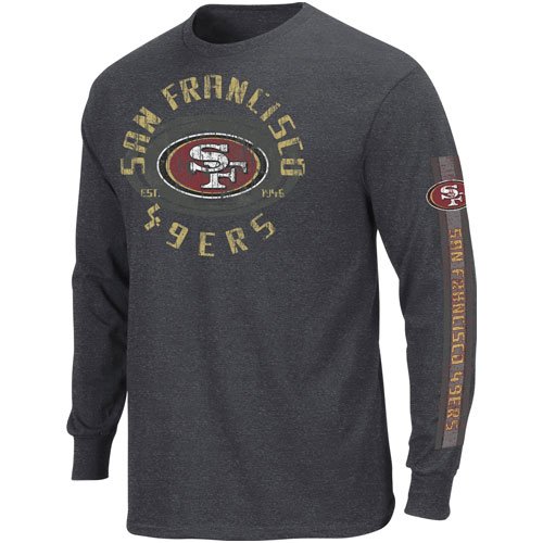 NFL Men's San Francisco 49Ers Gridiron Tough III Long Sleeve Basic Tee (Charcoal/Heather, X-Large)