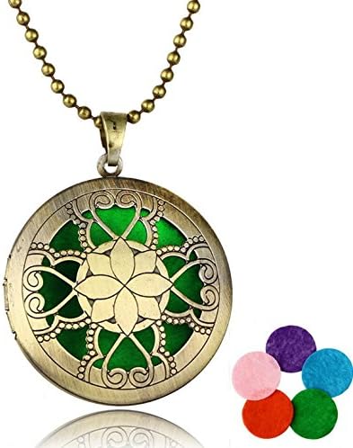 5 Refill Pads, 24" Chain, Aromatherapy Essential Oil Diffuser Necklace Pendant Jewelry