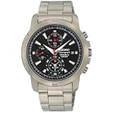 Seiko Men's Chrono Titanium Silver Black Watch Snae47