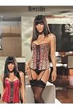 Sexy Womens Adult Fully Reversible Leopard Satin/Red Satin img