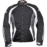 AGV Sport Bella Women's Textile Sports Bike Motorcycle Jacket w/ Free B&F Heart Sticker Bundle - Black/Silver / Large