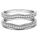 Sterling Silver Contour Ring Guard with Millgrained Edges and Filigree Cut Out Design with Cubic Zirconia (0.26 ct. tw.)