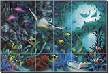 "Jewels of the Sea" by David Miller - Artwork On Tile Ceramic Mural 17" x 25.5" Kitchen Shower Backsplash